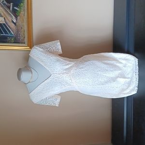 Dynamite Cream Lace V-Neck Mini Dress